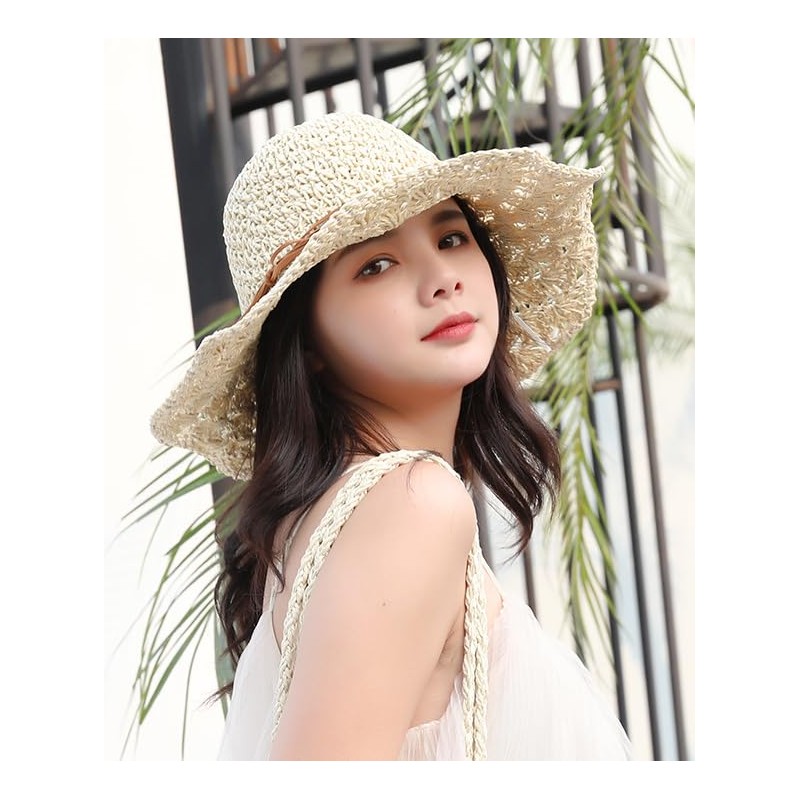 Fieldlabo Straw Hat, Brim Wide, Foldable, UV Protection, Resort, Beach,