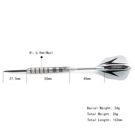 CUESOUL 95% Tungsten 24 Grams Tungsten Steel Tip Darts Set -with 1 Deluxe Dart Case(CSTSTD028-24L)