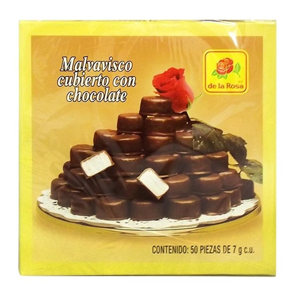 Authentic Sabores - Imported Mexican De la Rosa Chocolate Covered Marshmallows 50ct. With 1ct. Marzipan Chocolate Covered