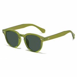 RUNHUIS Retro Round Sunglasses for Men and Women, Fashion Vintage UV400 Protection Sunglasses, Olive Green/Dark Green
