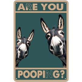 Funny Donkey Are You Pooping Aluminum Metal Signs Vintage Farmhouse Bathroom Wall Decor Donkey Lovers Gift 8 x 12 Inch (005)