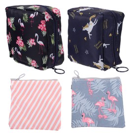 Ipetboom 4pcs Sanitary Napkin Bag Tampon Pouch Women Toiletry Bag Portable Organizers No Odor Lovely Design Random Style