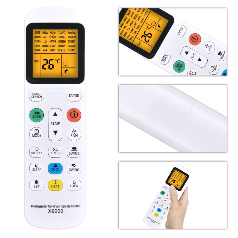 TCNOUMT Universal Air Conditioner Remote Control X9000, Compatible with Multiple