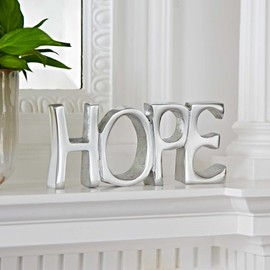 Paper High Recycled Metal 'HOPE' Sign - 19cm x 8.5cm - Fair Trade & Handmade - Home Decor - House Decoration for Living Room - Ornaments for Living Room Modern