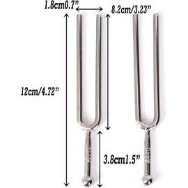 Fengchange Tuning Fork, 2 Pieces Round 440Hz Stainless Steel Tuning Fork with Cleaning Cloth and Storage Bag for Musical Standard Instruments Violin Guitar Tuner Devices