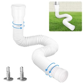 YushengTai Downpipe Gutter Flexible Extension Set, Downpipe Extensions Flexible Round for Downpipe 80/100 mm, Stretchy Rain Gutter Extension from 47 to 150 cm (White, 1 Piece)