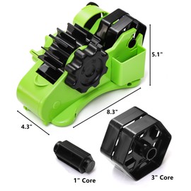 DEAYOU Multi-Roll Heat Tape Dispenser, 1" and 3" Double Reel Cores Sublimation Tape Dispenser for Pre-Cut Heat Transfer Tape, Semi-Automatic Desk Packaging Tape Dispenser with Compartment Slot, Green