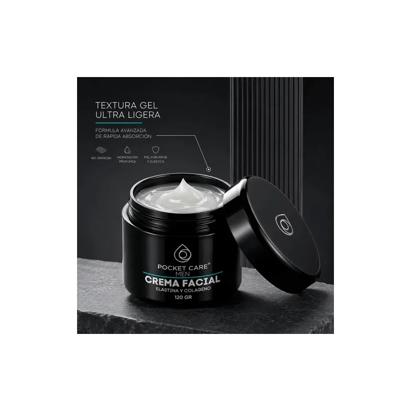 Crema Facial Para Hombre Con Colágeno Y Elastina Pocket Care