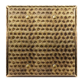 LIDER Blank Metal Wall Plate, Stainless Steel Blank Outlet Cover, Corrosion Resistant, Mid-Size 2-Gang 4.88" x 4.92", 201 Stainless Steel, LMWP-02M-HAB, Hammered Antique Brass