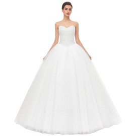 Likedpage Women's Ball Gown Bridal Wedding Dresses (US8, Ivory)