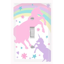 Create-A-Mural Girls Light Switch Cover Plate Kids Decorative Nursery Teen Toddler Room Decor Bedroom Bathroom Playroom (Pastel Unicorn)
