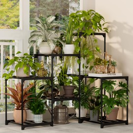 Plant Stand Indoor Plant Shelf Outdoor Metal Plant Rack for Multiple Plants 9 Pots Ladder Plant Pot Holder for Living Room Patio Garden Home Decor
