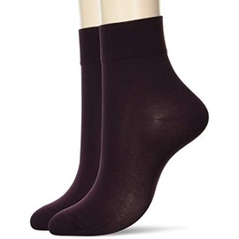 Gunze Tuche Women's Socks, High Multi Nylon, Plain, With Heels, Set of 2 Pairs, T dark purple