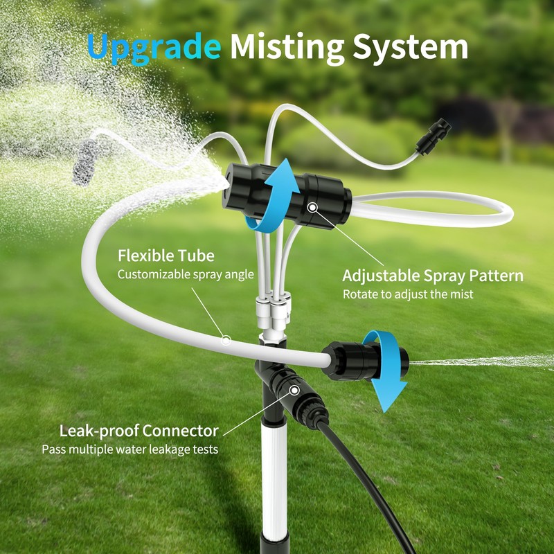 Portable Standing Misting Cooling System - 4 Nozzles DIY Sprayer