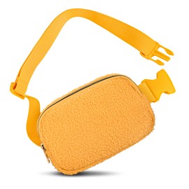 Frenou Fleece Belt Bag with Adjustable Strap for Women and Men Crossbody Fanny Bag Bum Bag Yellow