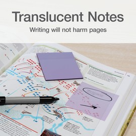 Redi-Tag Translucent Sticky Notes, Transparent Self-Stick Notes, 3" x 3", Pastel Colors, 4 Pads, 50 Notes Per Pad, 200 Sheets (1006593)