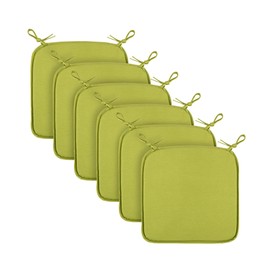 Seat Cushion (Pack of 6/Green) Chair Cushions with Straps 38 cm x 38 cm Oeko-Tex Certified Seat Cover Plain Canvas Chair Cushion