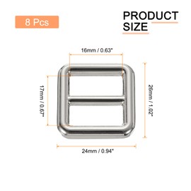 sourcing map Slide Buckle, 8Pcs 1 1/4" - Zinc Alloy Slider Tri-glide Buttons, Rectangle Belt Keeper Slider for Purse Leathercraft Bag Webbing Strap adjuster (Silver)
