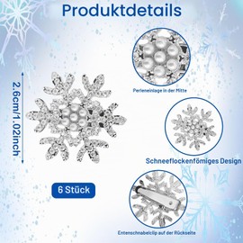 Christmas Snowflakes Hair Clips, Rhinestone Hair Clip, Christmas Hair Clip, Snowflake Hair Clip with Shiny Rhinestones, for Women and Girls (B)