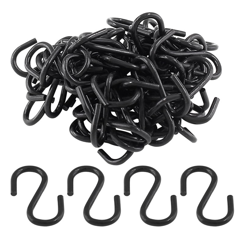 Rierdge Metal Small S Hook Black Hanging Hooks S Shaped
