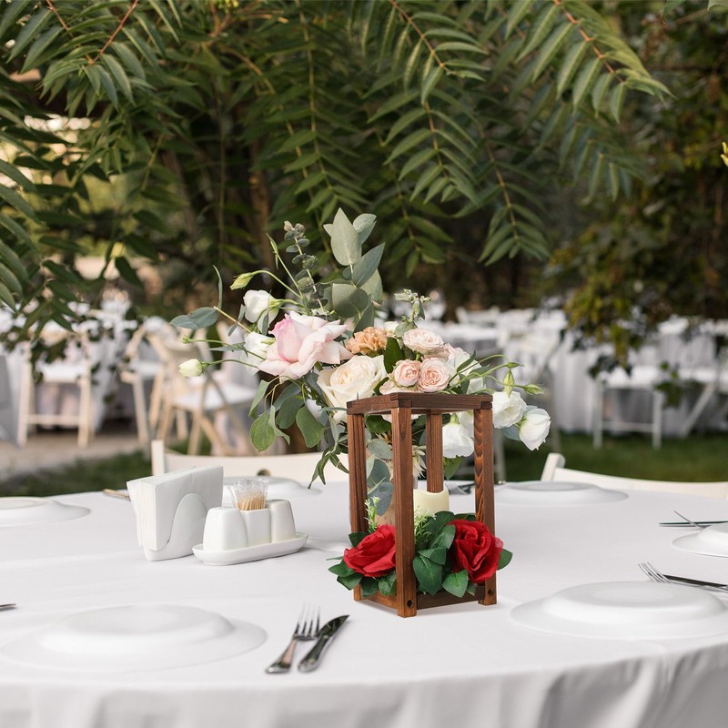 Hushee 30 Pcs Integrated Wedding Lantern Centerpiece Rustic Wooden Holder