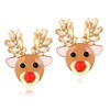 CLASSYZINT Christmas Dangle Earrings for Women Shiny Gold Plated Reindeer
