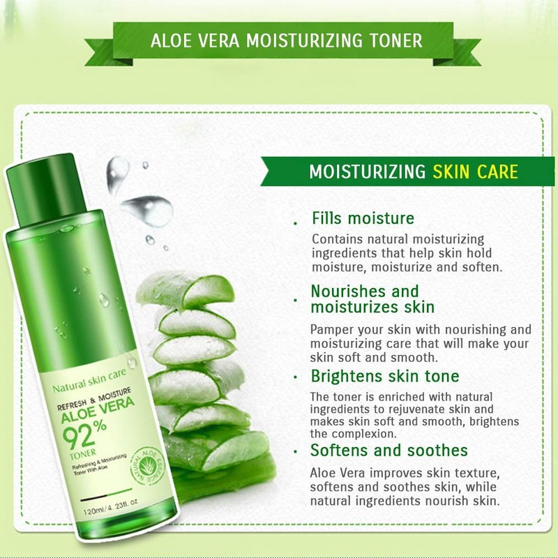 BIOAQUA 92% Aloe Vera Refresh Moisturizing Toner Natural Plant Skin