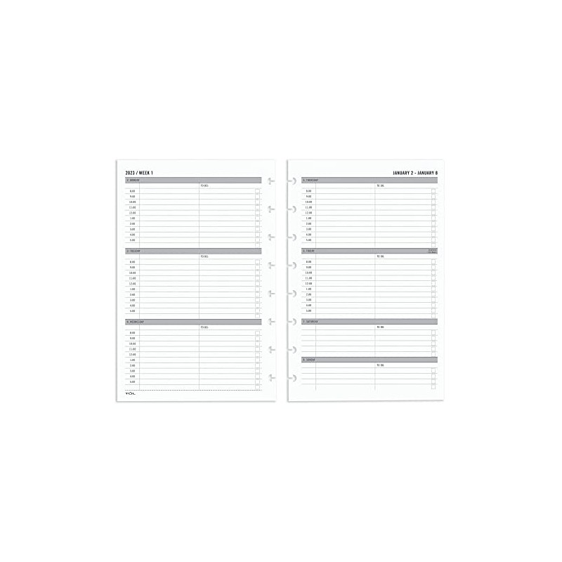 TUL® Discbound Weekly Refill Pages, Timed, Junior Size, January To