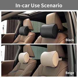 NETSEY Car Headrest Pillow, Soft Memory Foam Car Neck Pillow with Adjustable Strap, Removable Breathable Cover for Long Drives & Office (Black, Pack of 1)