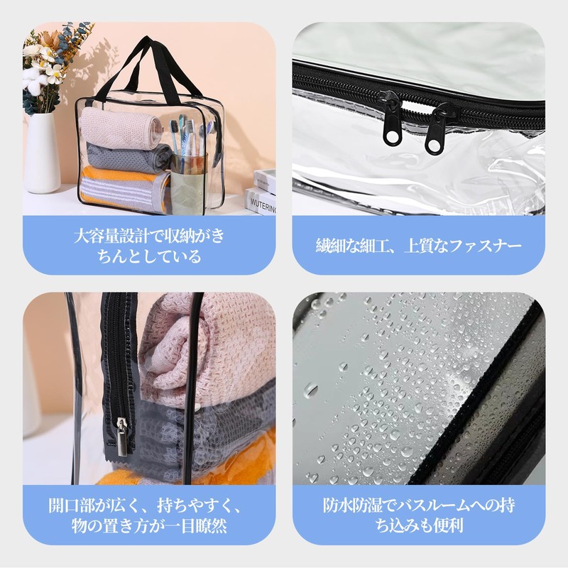 Coollooda PVC Makeup Pouch (Set of 3), Vinyl Pouch, Transparent