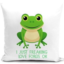 HUASHUZI Cushion Cover Frog Gifts for Women Kids Childrens Boy Decorations Throw Pillow Case Decor Home for Livingroom Couch Sofa 18"x18"(45x45cm)