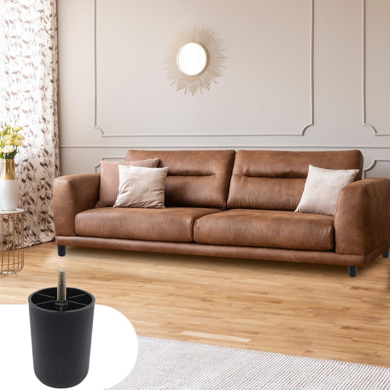 YuGtcen 4PCS 3 Inch/80mm Plastic Couch Legs, Black Round Sofa