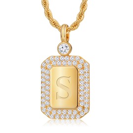PAITAIN Dainty Initial Necklaces for Women Trendy, 18K Real Gold Plated Rope Chain Necklace Cute Hexagon Letter Pendant Initial Choker Necklace Gold Necklaces for Women, Yellow Gold, Created Diamond