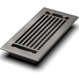 GREATER GRATES Premium Metal HVAC Vent Cover for Floor, Wall or Ceiling – Durable, Decorative Register Grille with Improved Airflow – Lines Brushed Nickel - 1 Pack