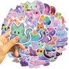 50pcs Cartoon Rainbow Starry Sky Cat Stickers, Cute Aesthetic Cat