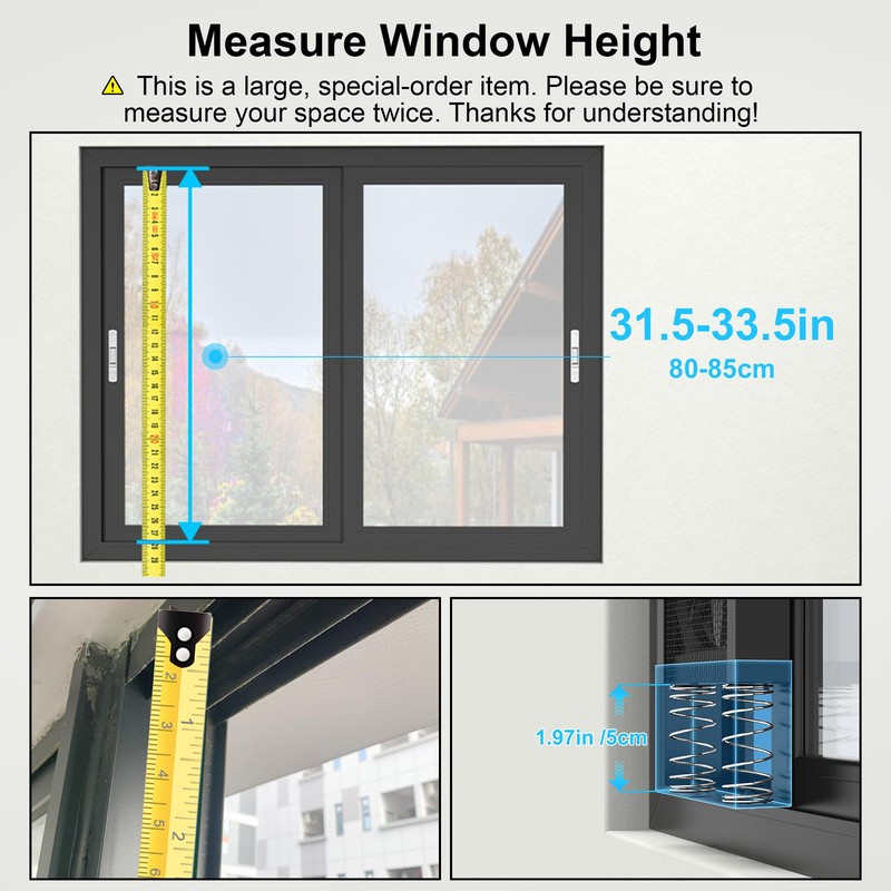 31.5-33.5 Inch Vertical Window Fan for Sliding Windows Exhaust Only