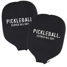 Needzo - Funny Pickleball Paddle Covers, Black Neoprene Sleeve Case, Gifts for Pickle Ball Players, 12 x 9 Inches (Pack of 2)
