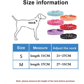 Rhinestone Dog Collar, Cute Dazzling Sparkling Elegant Fancy Suede Leather 1 Rows Bling Crystal Jeweled Small Pet Cat Dog Puppy Collar (S, Light Blue)