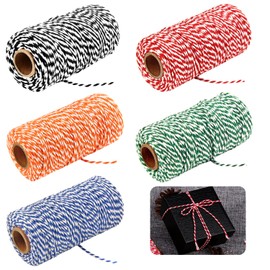 Fyfjur Parcel Cord, 5 Rolls Mixed Colours Cotton Cord, Kitchen Yarn, Baker's Yarn, Macrame Yarn 2 mm, Perfect for DIY Crafts, Baking, Christmas Gifts Packaging, Floristry, Gardening (500 m)