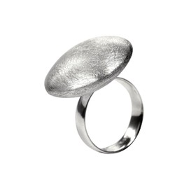 SILBERMOOS Jewelry Women´s Ring Button Round Circle Brushed 925 Sterling Silver 925, Size:S