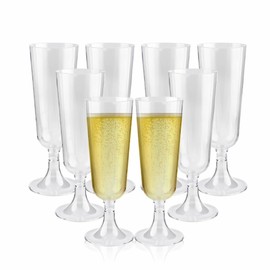 LORD C Champagne Flutes Plastic Clear Design Multi Use Glassware Reusable Modern and Elegant Gift Set for Men Women Indoor Outdoor Wedding Anniversary Christmas Wine Birthday Garden Party 200ml (8)