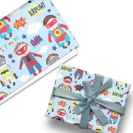 Glick Luxury Flat Wrap, Three Sheets of Super Hero Pop Comic Wrapping Paper, Perfect for Gift Wrapping, Birthday Wrapping Paper, Wrapping Paper for Children, 50 x 70 cm when open