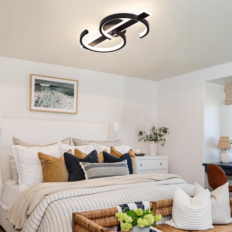 HLILCEH Linear Ceiling Light 4000K Black Modern Ceiling Light Fixture