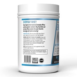 Giant Sports International Everyday Whey Protena  Suero de Leche en Polvo  2 lb (907 gr)  Sabor Vainilla  25 gr de protena por porcin  Sin Azcar...   