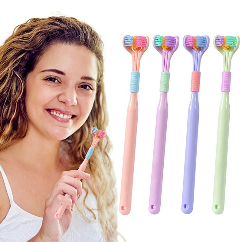 Pack of 2 3 4 Three Sided Toothbrushes Soft Bristle