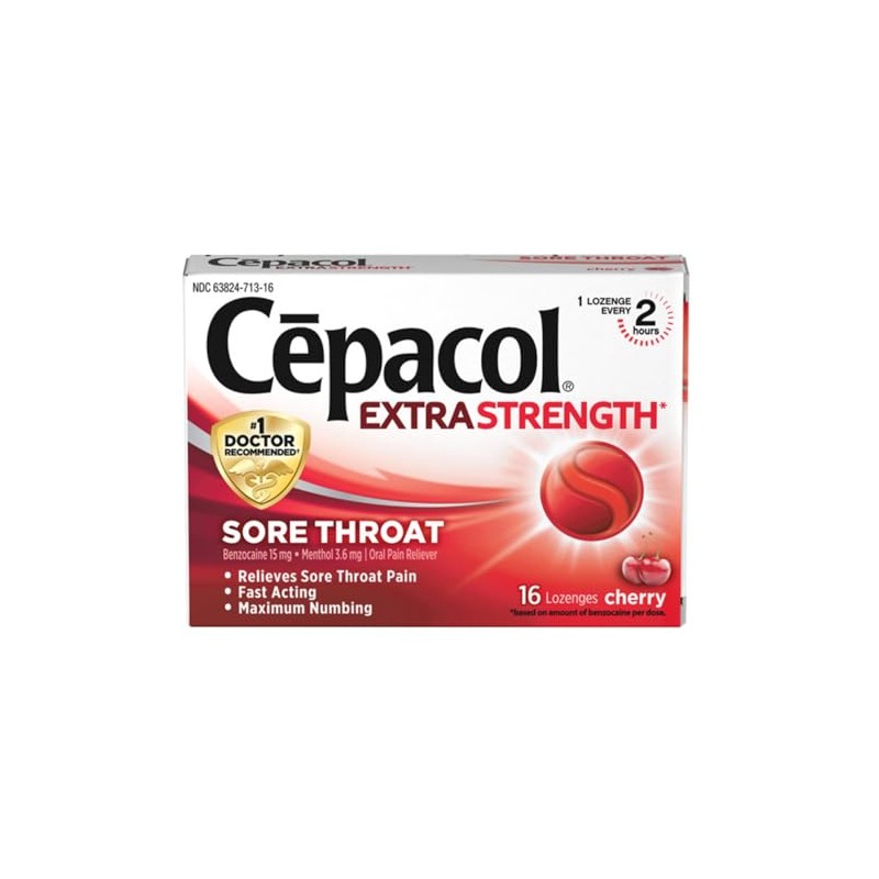 Cepacol Maximum Strength Throat Drop Lozenges, Cherry, 16 ct