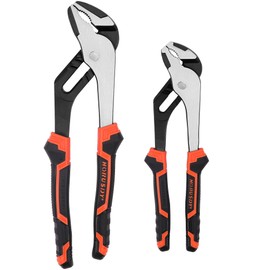 HORUSDY 2-Piece Groove Joint Plier Set, 8" & 10" Adjustable Water Pump Pliers, Straight Jaw Tongue and Groove Pliers for Plumbing, Pipe Fittings, Nuts, Bolts, and Home Repair