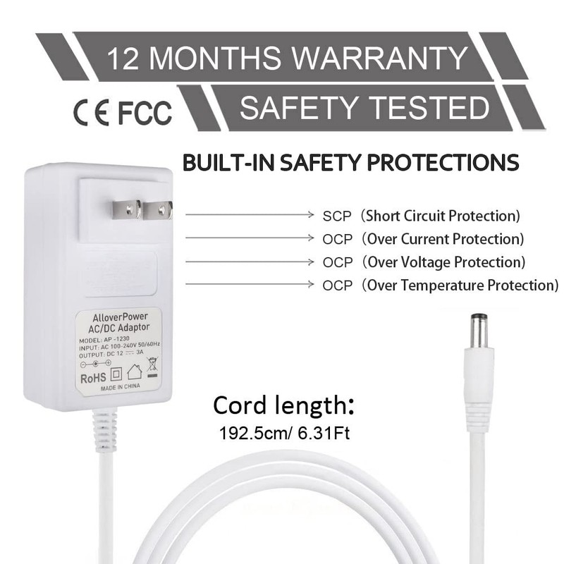 12V Power Cord for Spectra Breast Pump S1 S2 Plus