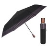 PERLETTI Black Men's Automatic Umbrella with Pattern - Windproof Pocket