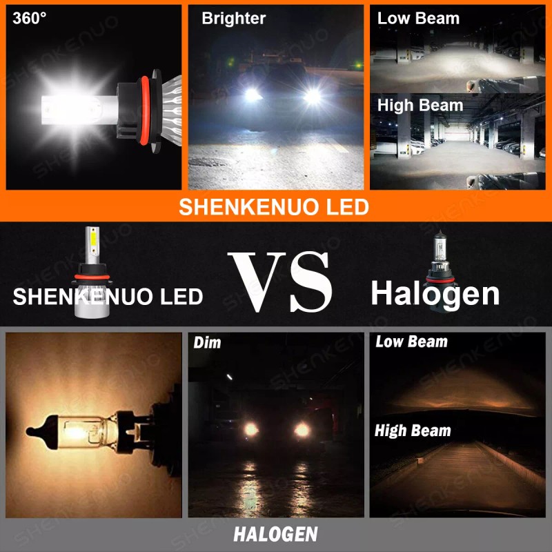 SHENKENUO For Ford F150 1992-1996 - 2X 9007 Front LED
